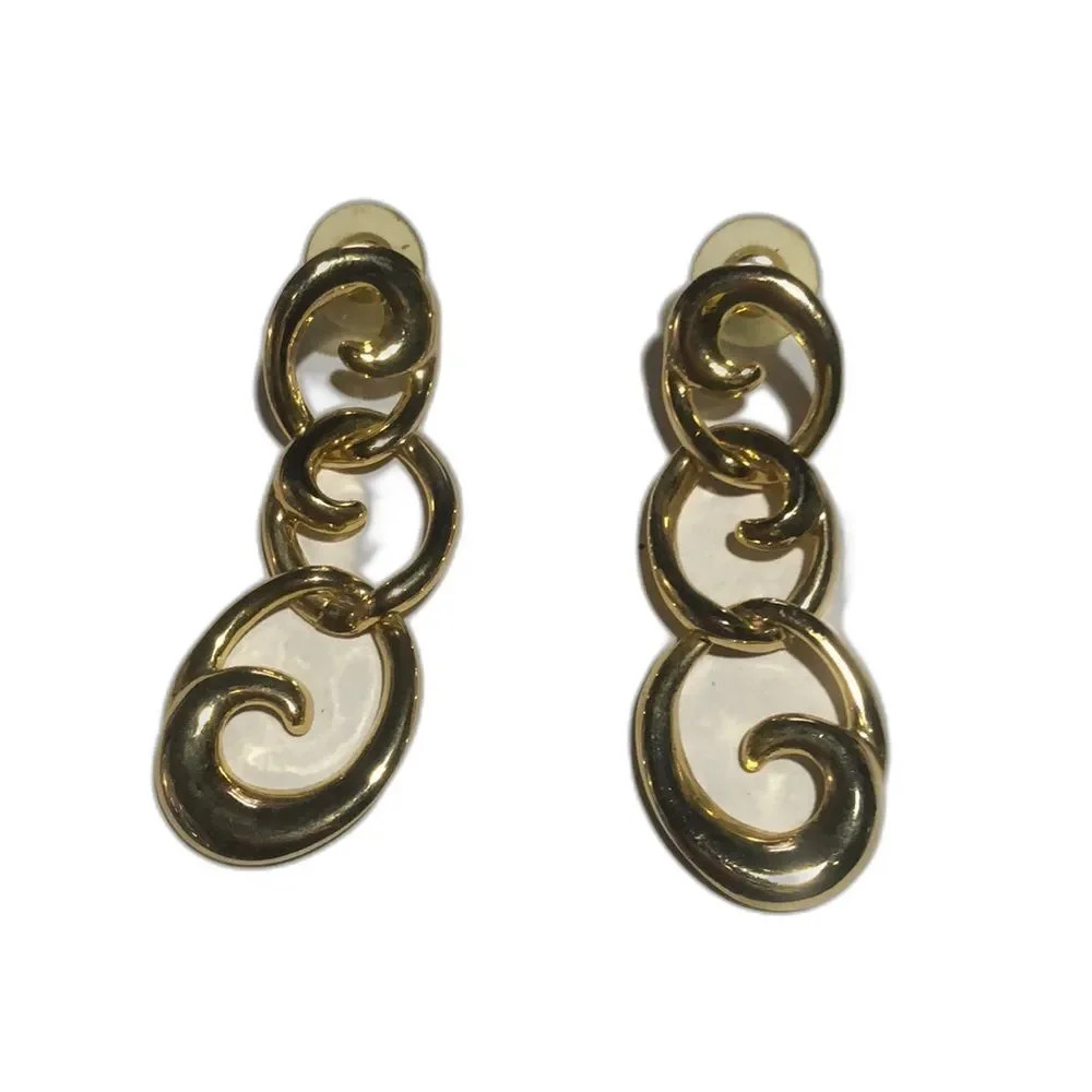 Gold Tone Chain Link Dangle Earrings Costume Jewelry‎ Clip On Earrings